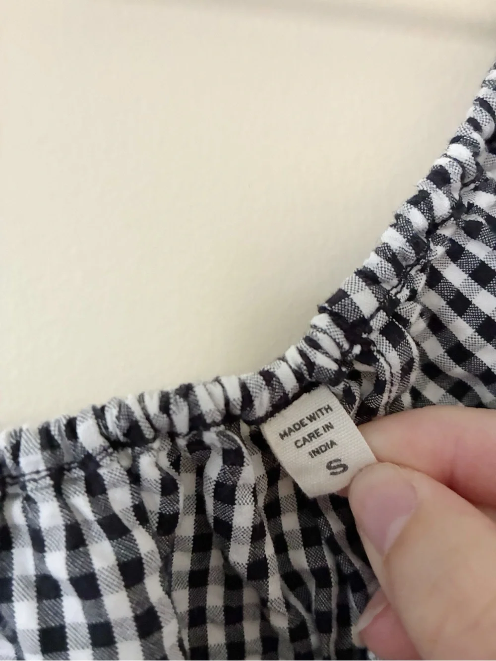 Doen Hilary gingham puff sleeve blouse
